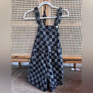 Checkered Overall Shorts